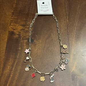 NWT Gold tone charm necklace